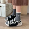 One-piece consignment of socks from the street stall: ballet-style lace embroidery bow socks, combed cotton Japanese-style miu style white mid-calf socks, grey pile socks Application Scenario